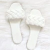 Braided Woven Sandals Slides-White