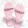 Braided Two Strap Woven Sandals Slides-Pink