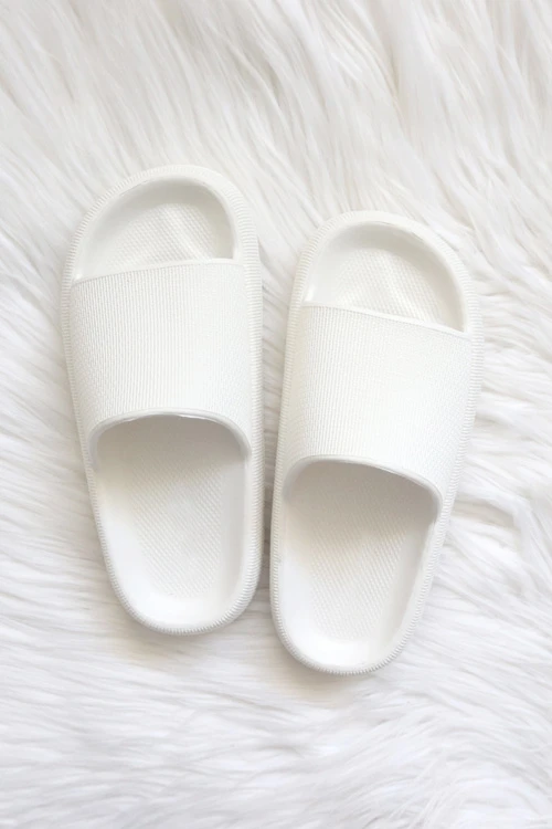 Open Toe Cloud Slides Sandals-White