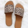 Single Band Gold Trim Sandals Slides-Leopard Print