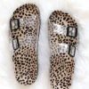 FLASH DEAL: Clear Double Strap Buckle Sandals With Animal Print Sole-Leopard Cheetah Print (Size 7, 7.5)