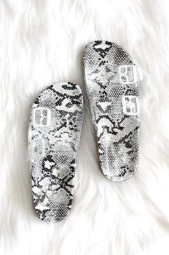 Clear Double Strap Buckle Sandals With Animal Print Sole-Snake Print