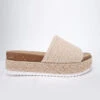 Single Band Espadrille Platform Flat Sandals-Natural Beige Raffia
