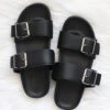 Cute Double Strap Buckle Sandals-Black