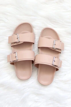 Cute Double Strap Buckle Sandals-Blush Pink