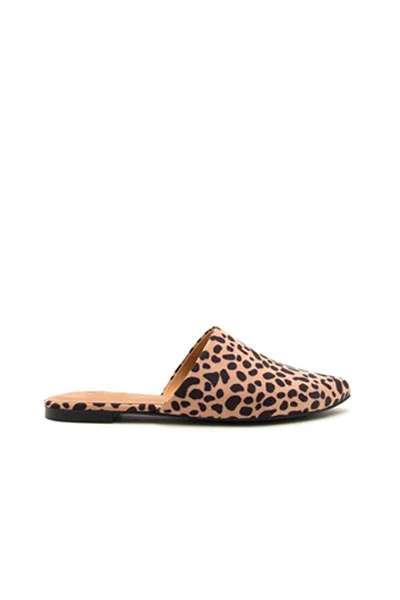 Pointy Toe Closed Toe Flat Mules Sandals Slides-Cheetah Leopard Print - Image 2