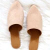 Faux Suede Pointy Toe Closed Toe Flat Mules Sandals Slides-Taupe