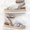 Espadrille Low Platform Flats Sandals With Ankle Strap-Snake Skin Print